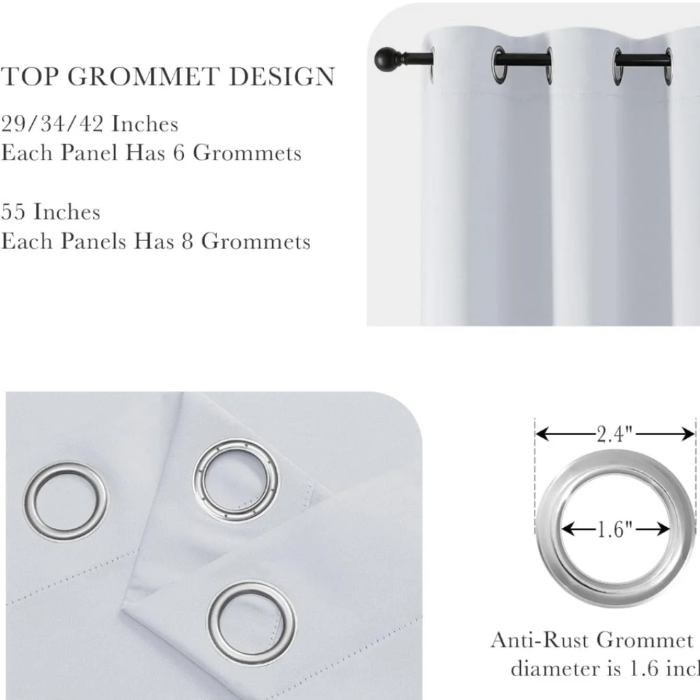 Curtains 2 Panel Set Grommets Gray White Like New!